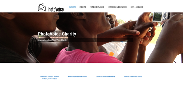 Screenshot of the PhotoVoice Charity website