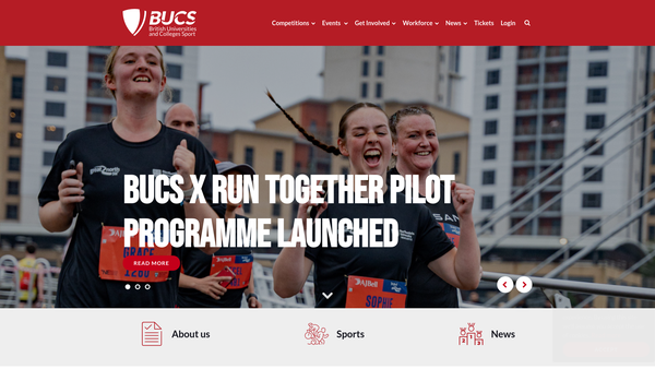 Screenshot of the British Universities and Colleges Sport Limited website