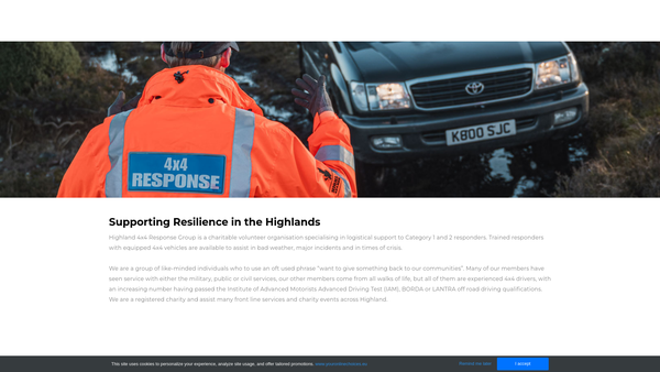 Screenshot of the Highland 4x4 Response website