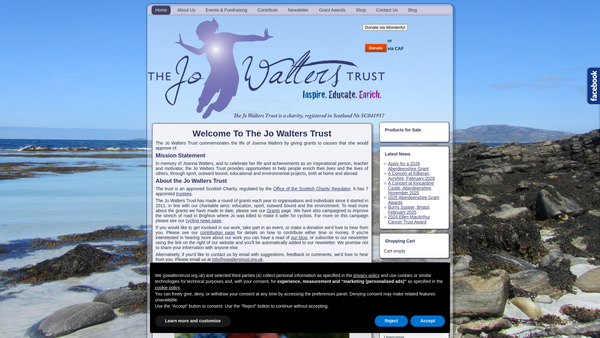Screenshot of the The Jo Walters Trust website