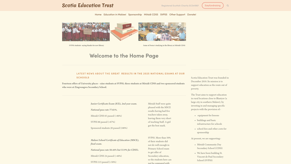 Screenshot of the Scotia Education Trust website