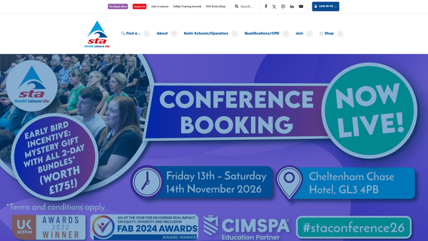 Screenshot of the The Swimming Teachers' Association Limited website