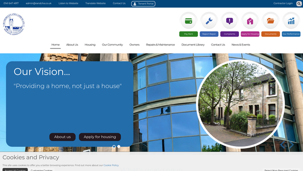 Screenshot of the Rutherglen and Cambuslang Housing Association website