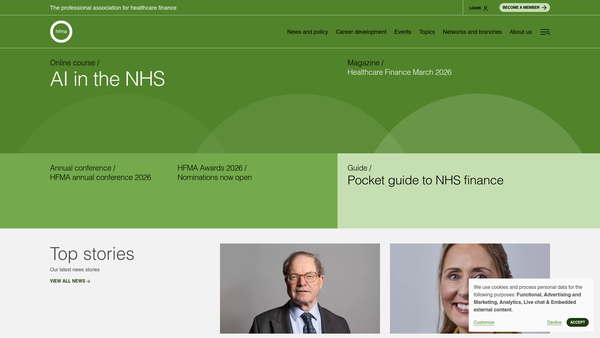 Screenshot of the Healthcare Financial Management Association website