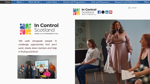 Screenshot of the In Control Scotland website