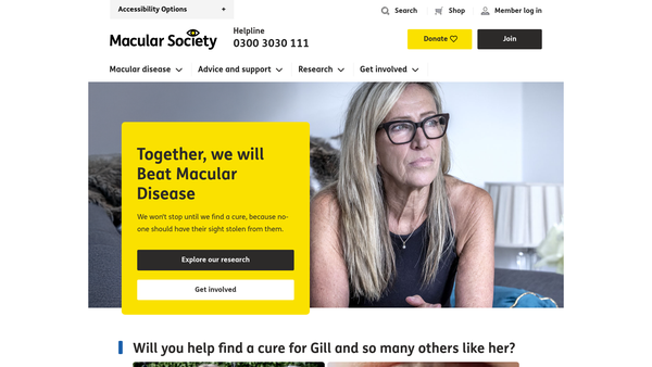 Screenshot of the The Macular Disease Society website