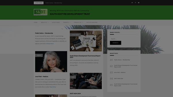 Screenshot of the South Kintyre Development Trust website