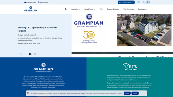 Screenshot of the Grampian Housing Association Limited website