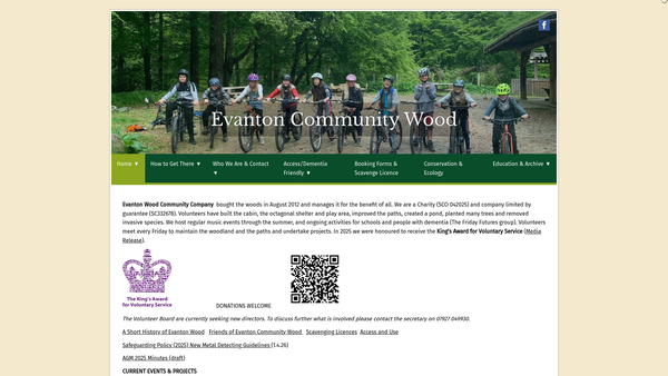 Screenshot of the Evanton Wood Community Company website