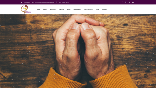 Screenshot of the Redeemed Christian Church of God (RCCG) Edinburgh Tabernacle website