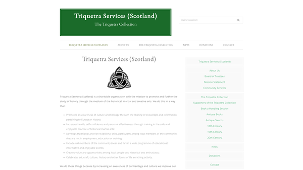 Screenshot of the Triquetra Services (Scotland) website