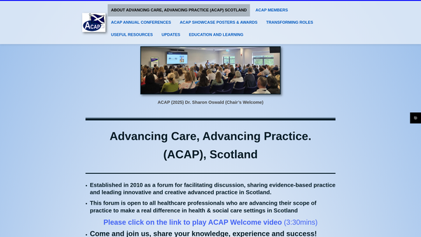 Screenshot of the Advancing Care Advancing Practice. website