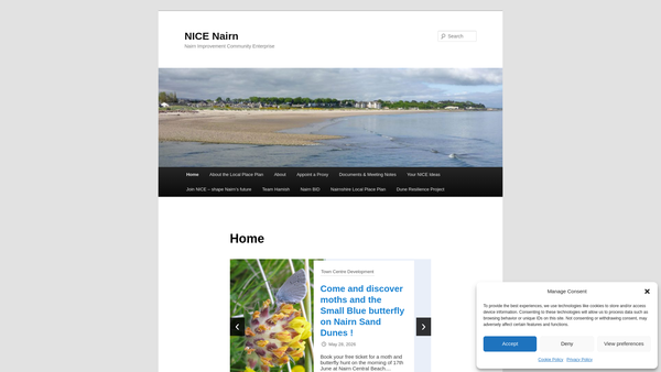 Screenshot of the Nairn Improvement Community Enterprise website