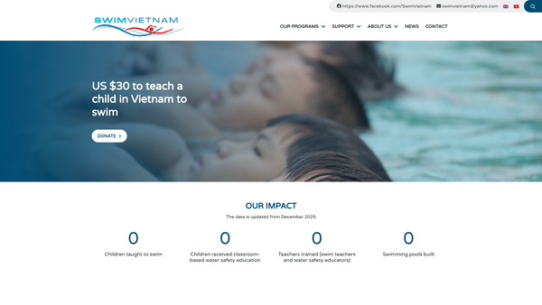 Screenshot of the Swim Vietnam website