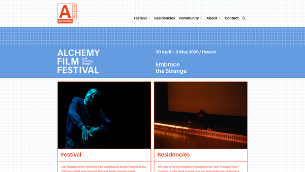 Screenshot of the Alchemy Film and Arts website
