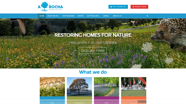 Screenshot of the A Rocha UK website