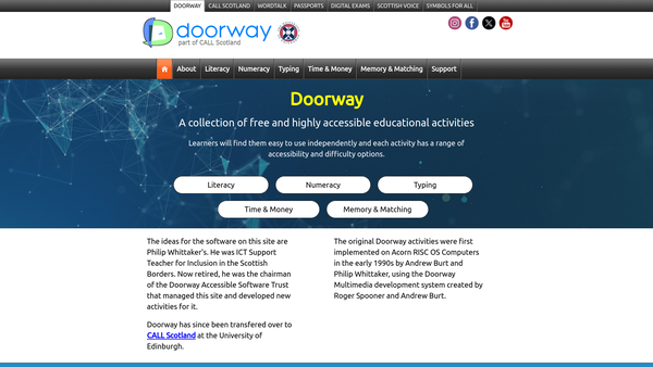 Screenshot of the The Doorway Accessible Software Trust website