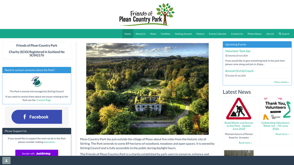 Screenshot of the Friends of Plean Country Park (SCIO) website