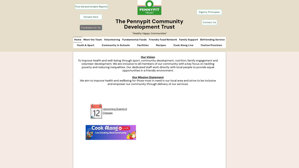 Screenshot of the Pennypit Community Development Trust website