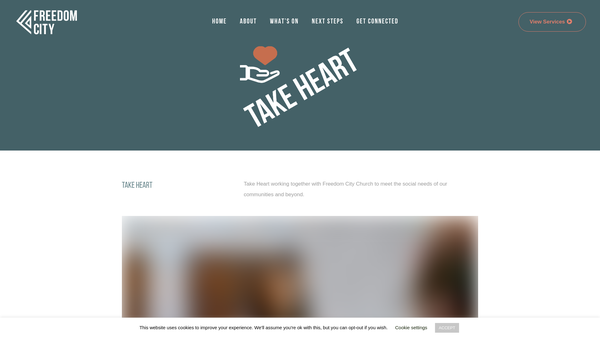 Screenshot of the Freedom City Foundation website