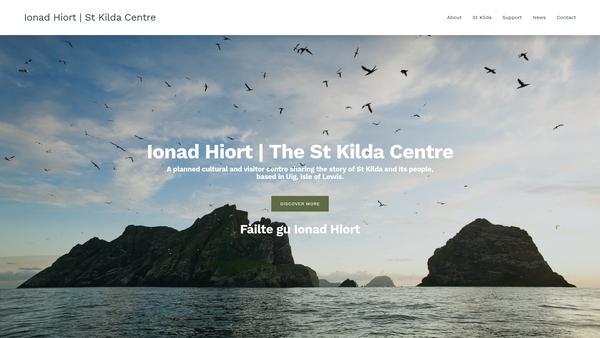Screenshot of the Ionad Hiort website