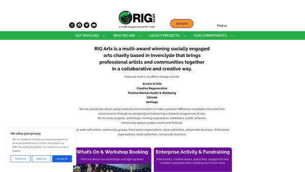 Screenshot of the RIG Arts Ltd website