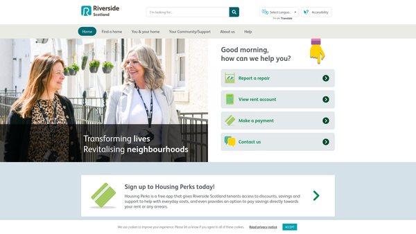 Screenshot of the Irvine Housing Association Limited website