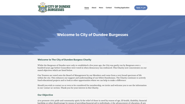 Screenshot of the The City of Dundee Burgess Charity website