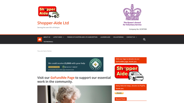 Screenshot of the Shopper-Aide Ltd website