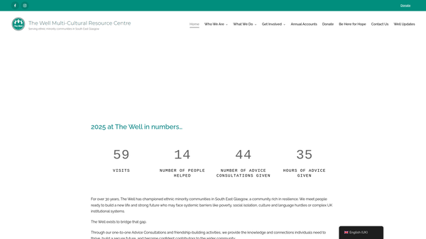 Screenshot of the The Well Multi-Cultural Resource Centre website