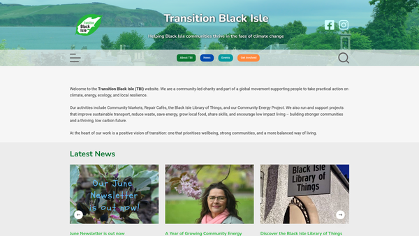 Screenshot of the Transition Black Isle website