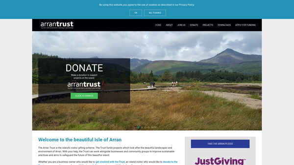 Screenshot of the The Arran Trust website