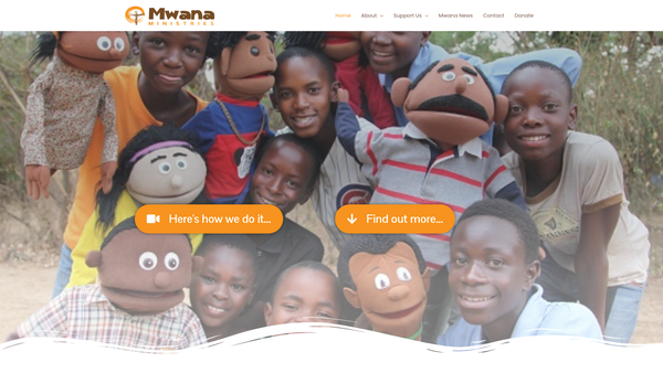 Screenshot of the Mwana Ministries website