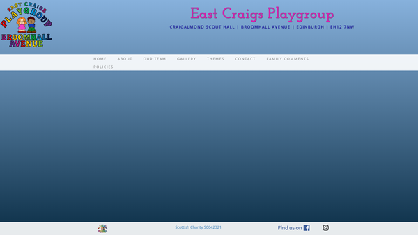 Screenshot of the East Craigs Playgroup website