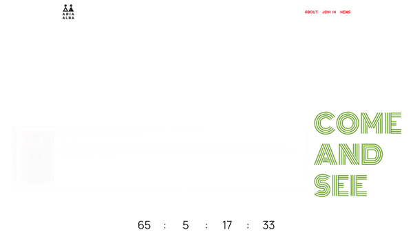 Screenshot of the Aria Alba - Opera for All website