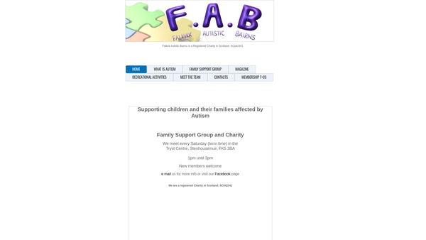 Screenshot of the Falkirk Autistic Bairns website