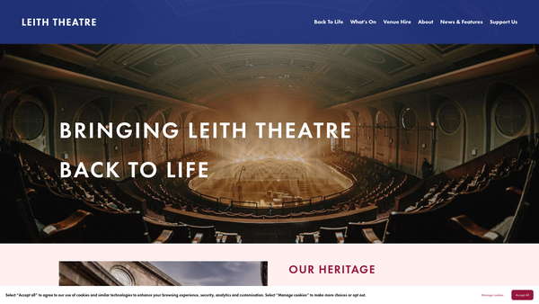 Screenshot of the Leith Theatre Trust website