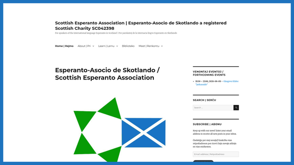 Screenshot of the Scottish Esperanto Association website