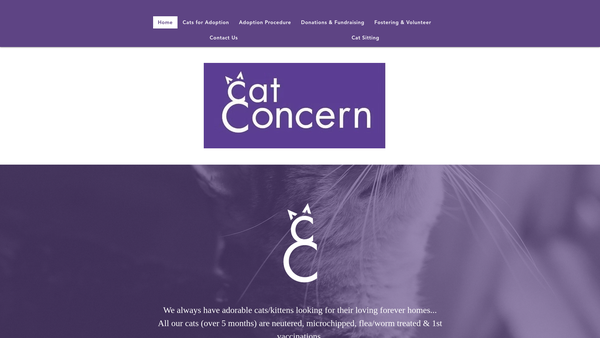 Screenshot of the Cat Concern website