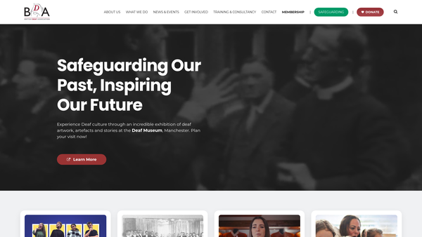 Screenshot of the British Deaf Association website