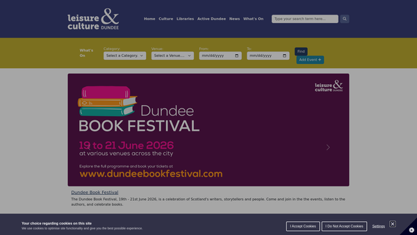 Screenshot of the Leisure & Culture Dundee website