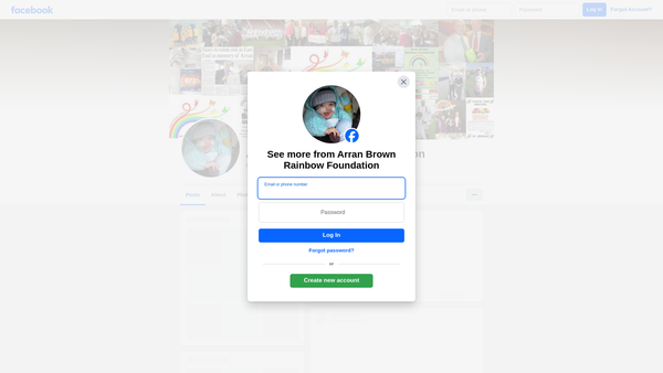 Screenshot of the Arran Brown Rainbow Foundation (SCIO) website
