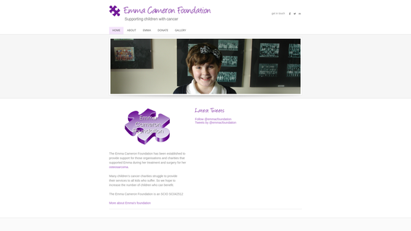 Screenshot of the Emma Cameron Foundation website