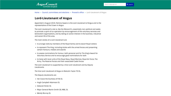 Screenshot of the Angus Jubilee Fund website
