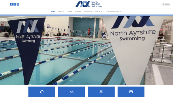 Screenshot of the North Ayrshire Amateur Swimming Club website