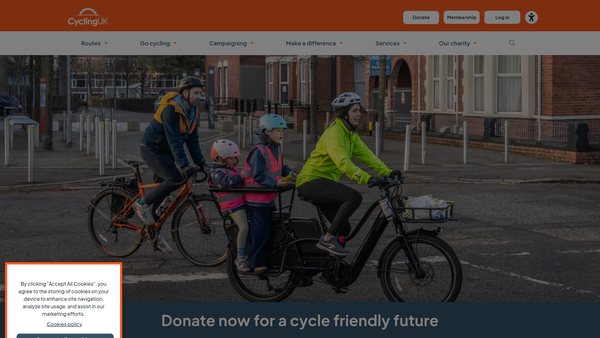 Screenshot of the Cyclists Touring Club website