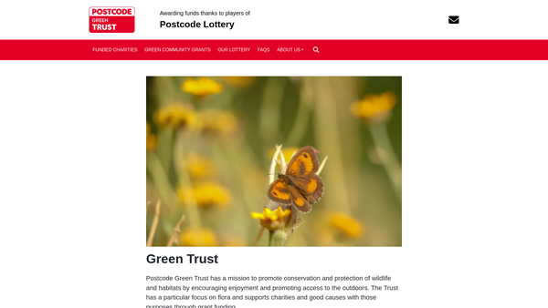 Screenshot of the Postcode Green Trust website