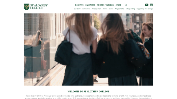 Screenshot of the St Aloysius' College website