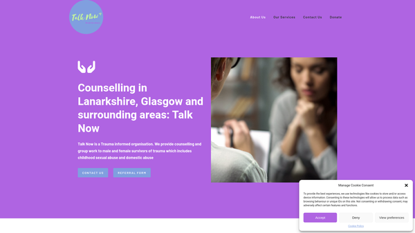Screenshot of the Talk Now SCIO website