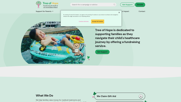 Screenshot of the Tree of Hope website